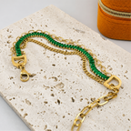 Emerald Crystal Layered Bracelet 18K Waterproof