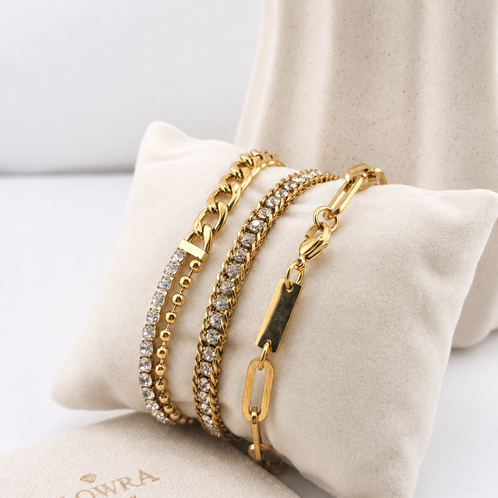 Mixed Chain Crystal Bracelet 18K Waterproof