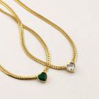 Heart Crystal Snake Chain Necklace 18K Waterproof