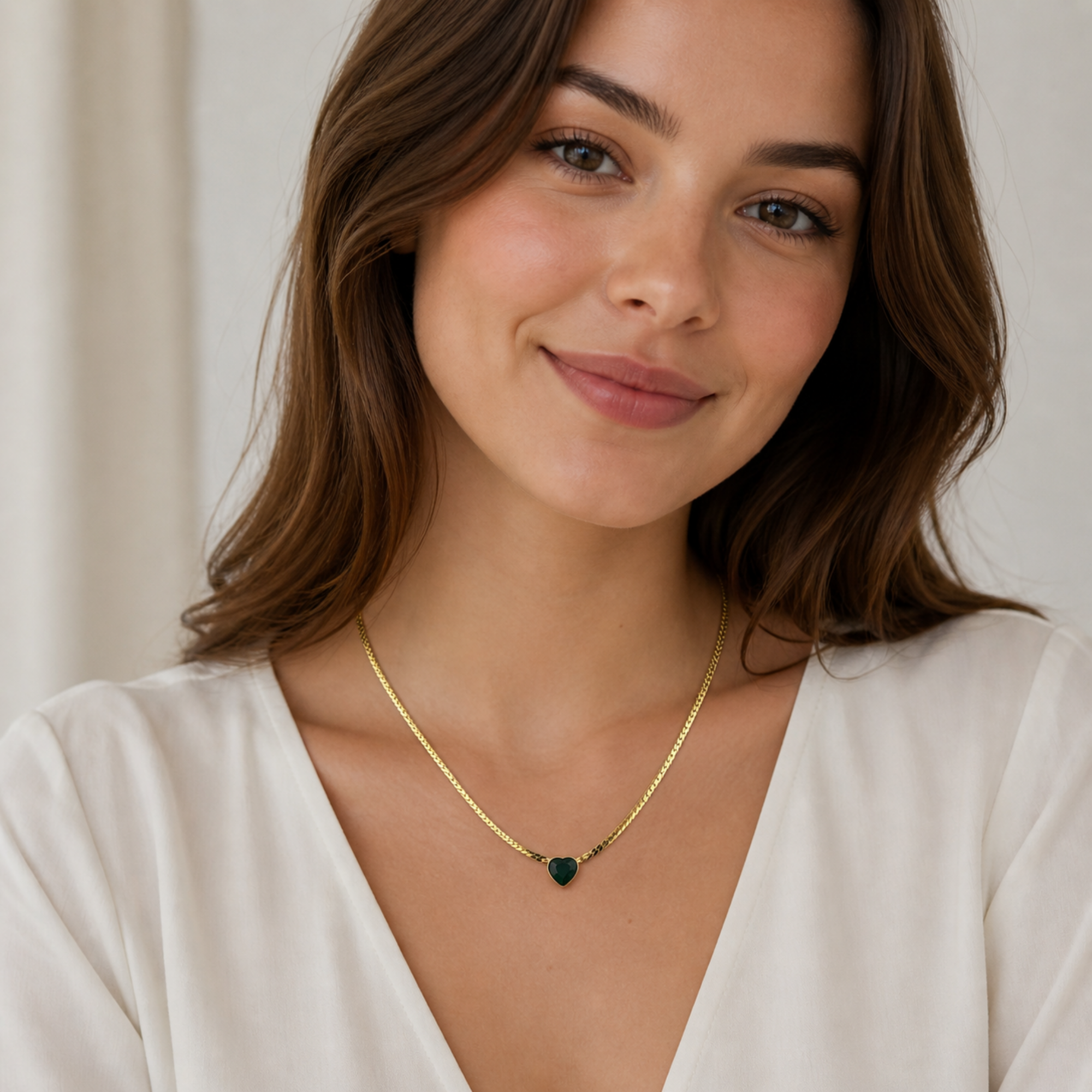 Heart Crystal Snake Chain Necklace 18K Waterproof