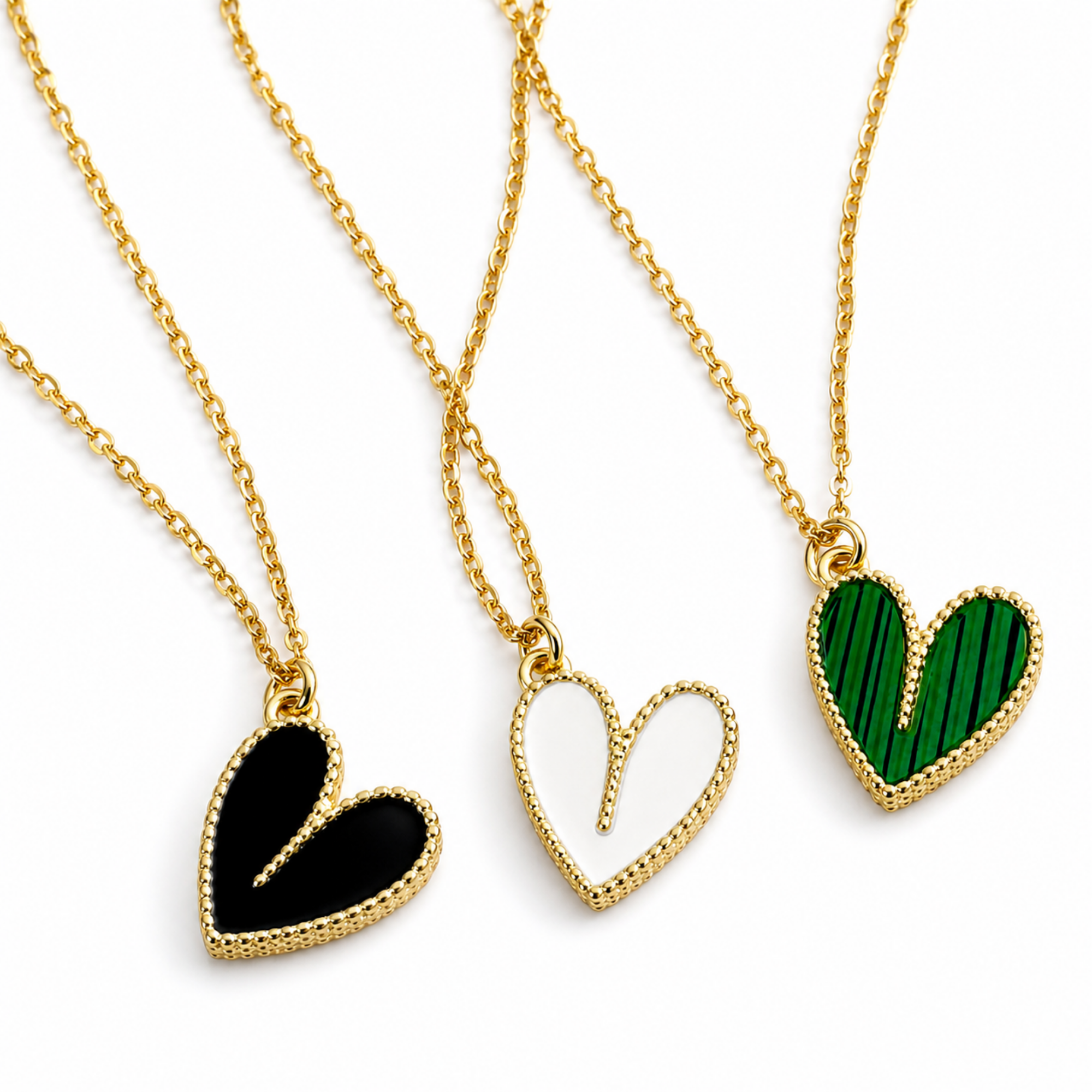 Beaded Heart Necklace 18K Waterproof