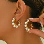 Pearl Drop Earrings 18K Waterproof