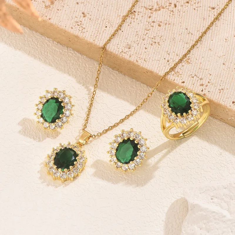 Royal Green Jewelry Set 18K Waterproof