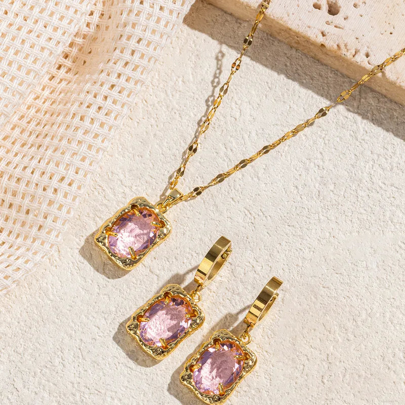 Pink Jewelry Set 18K Waterproof