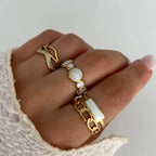 Halo Mosaic Ring Open 18K Waterproof