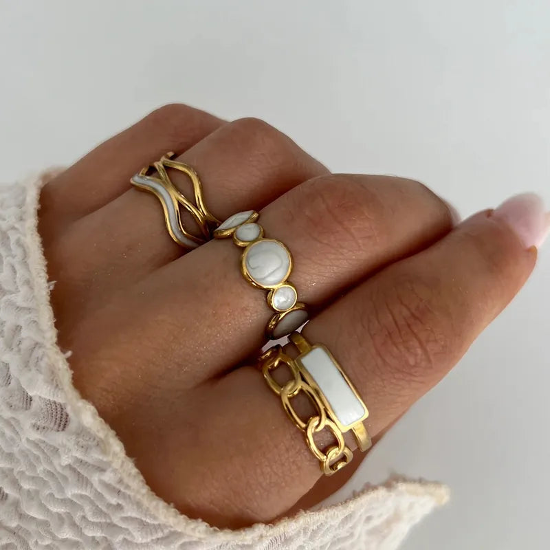 Halo Mosaic Ring Open 18K Waterproof