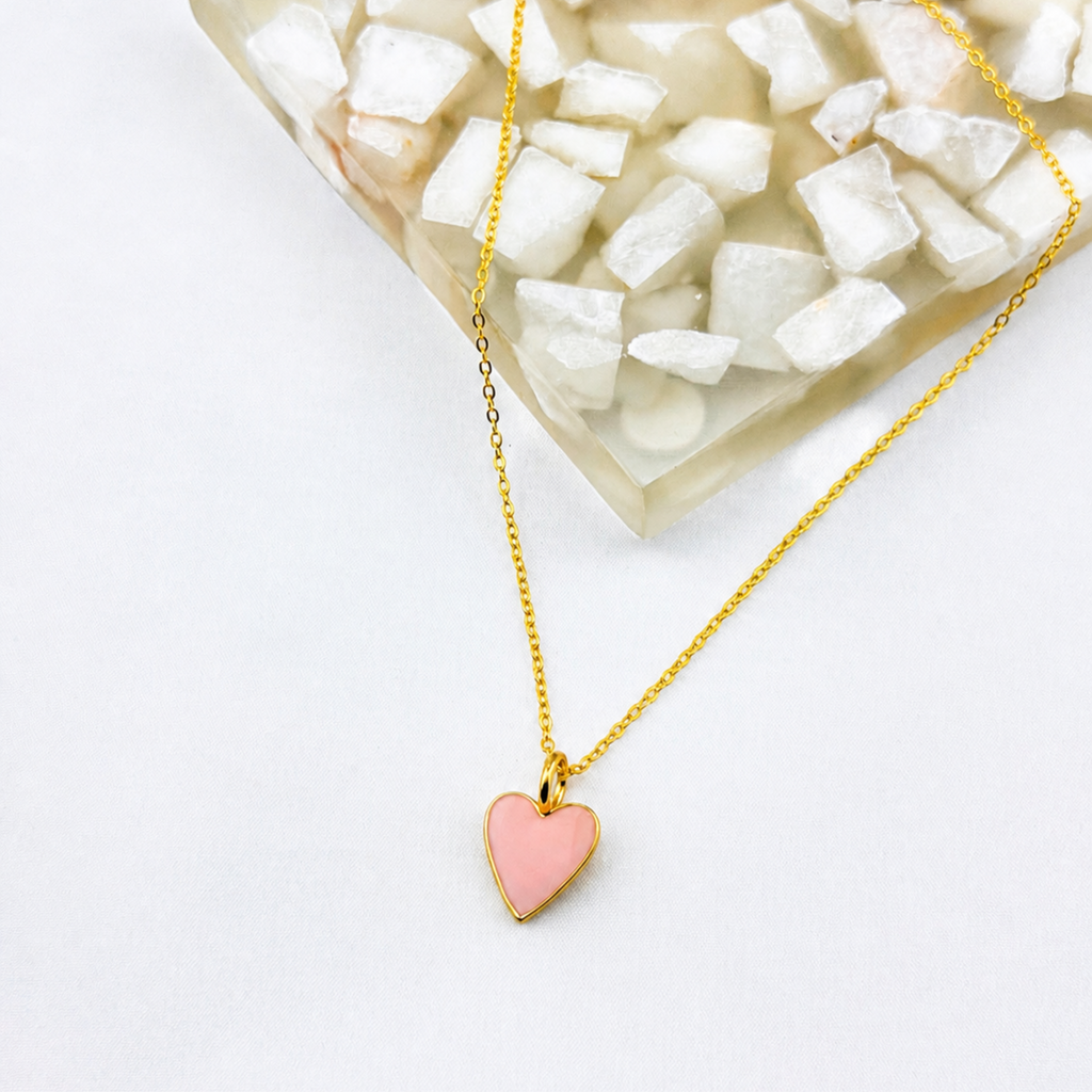 Enamel Heart Necklace 18K Waterproof