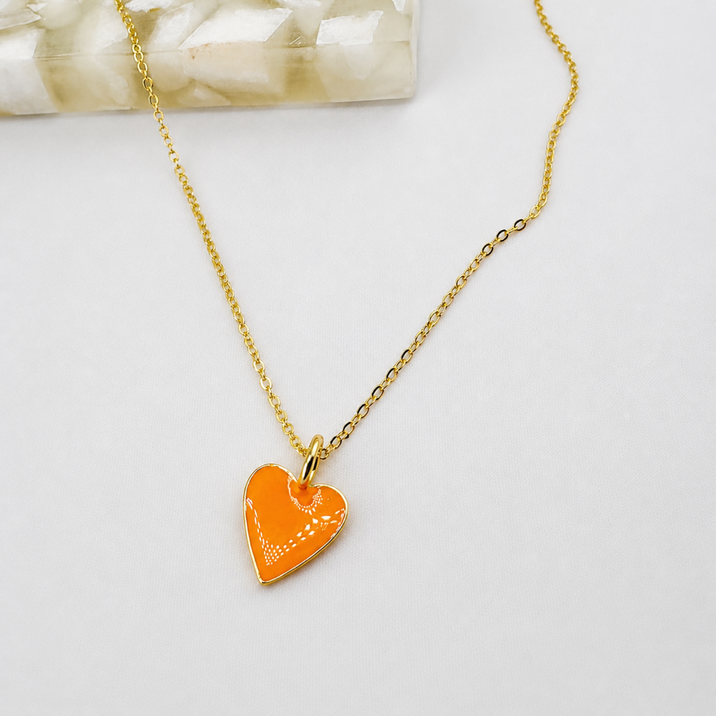 Enamel Heart Necklace 18K Waterproof