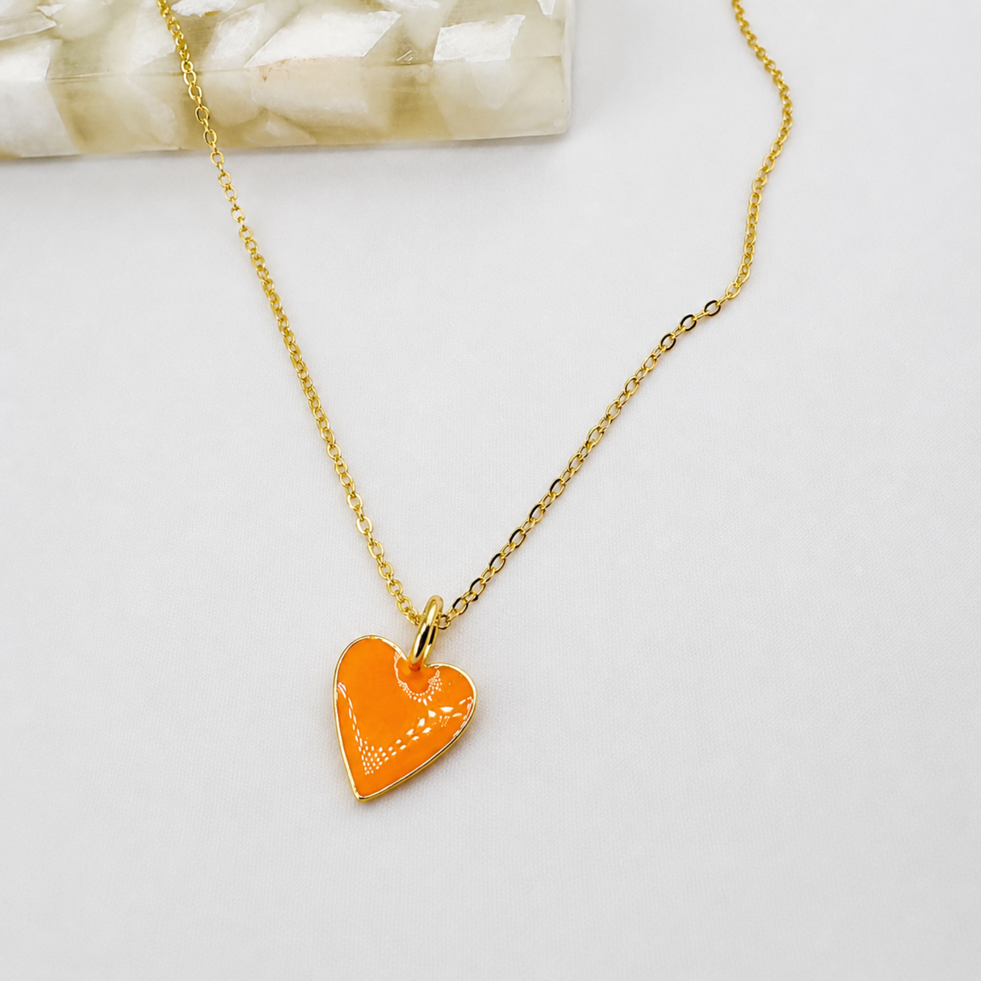 Enamel Heart Necklace 18K Waterproof