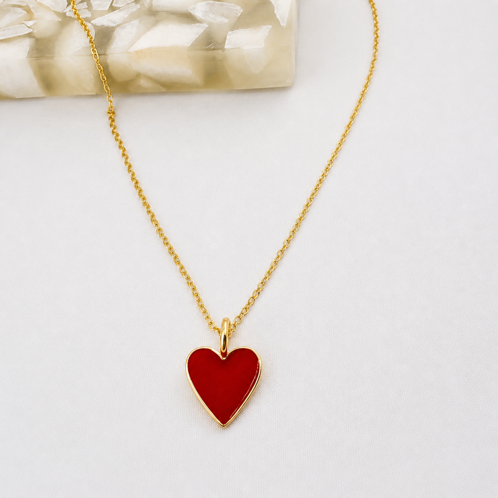 Enamel Heart Necklace 18K Waterproof
