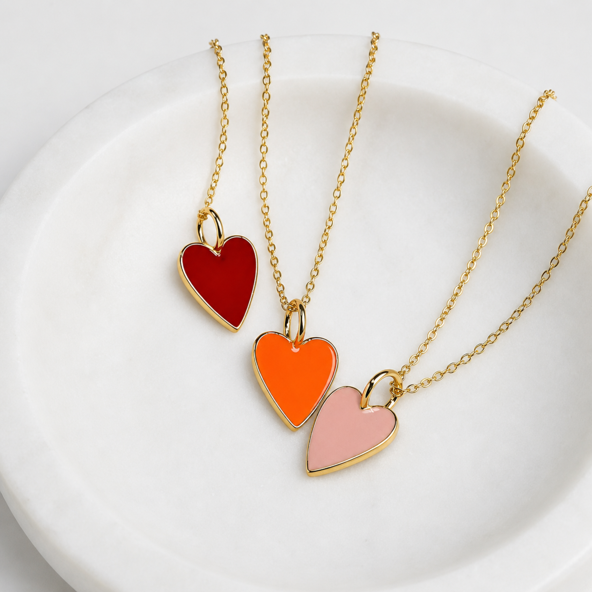 Enamel Heart Necklace 18K Waterproof