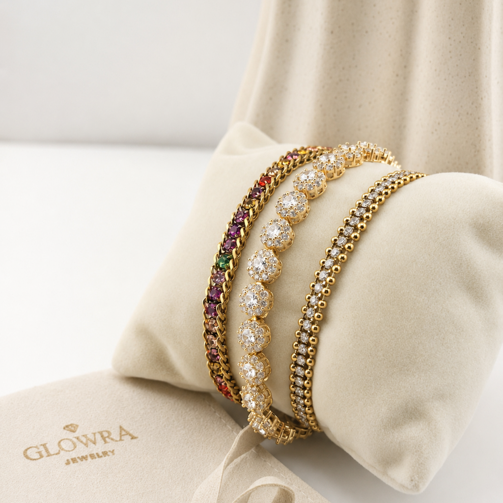 Crystal Bead Bracelet 18K Waterproof