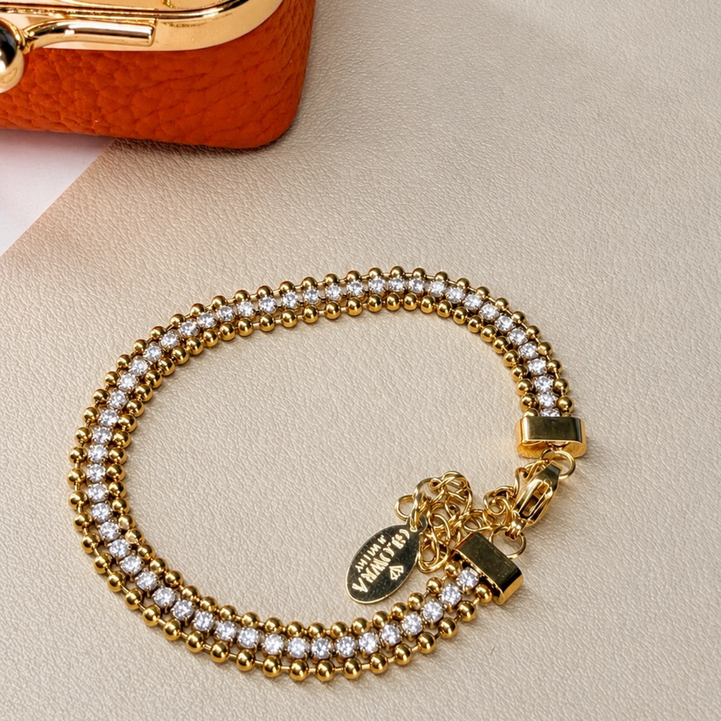 Crystal Bead Bracelet 18K Waterproof
