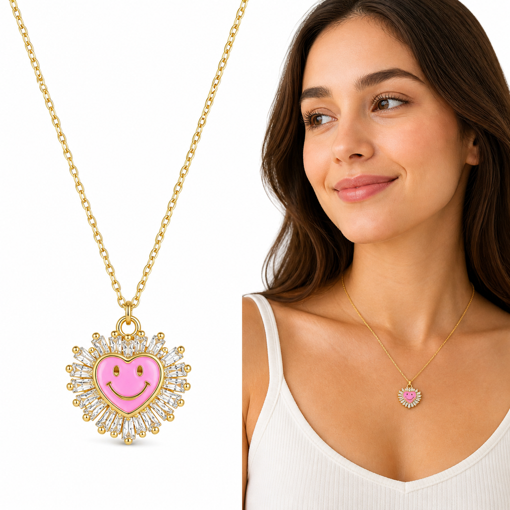 Smiley Heart Necklace 18K Waterproof