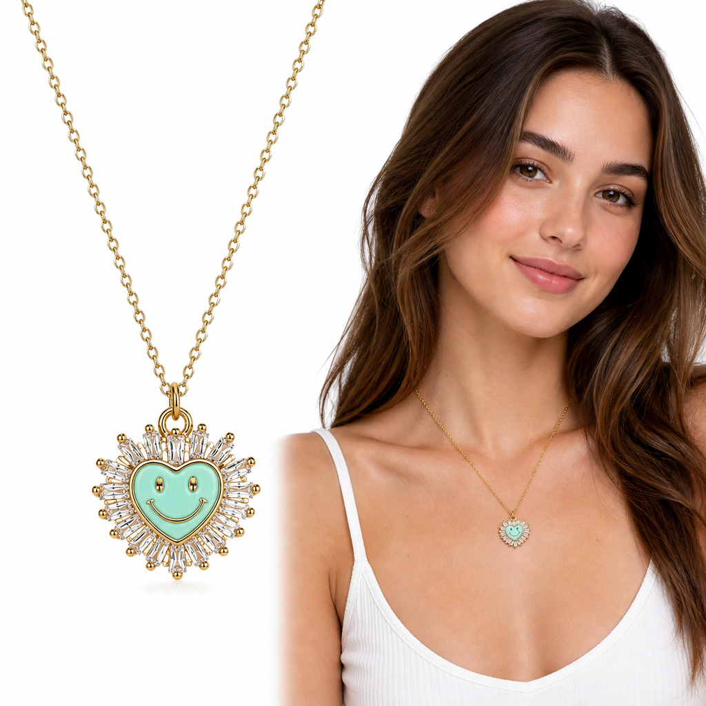 Smiley Heart Necklace 18K Waterproof