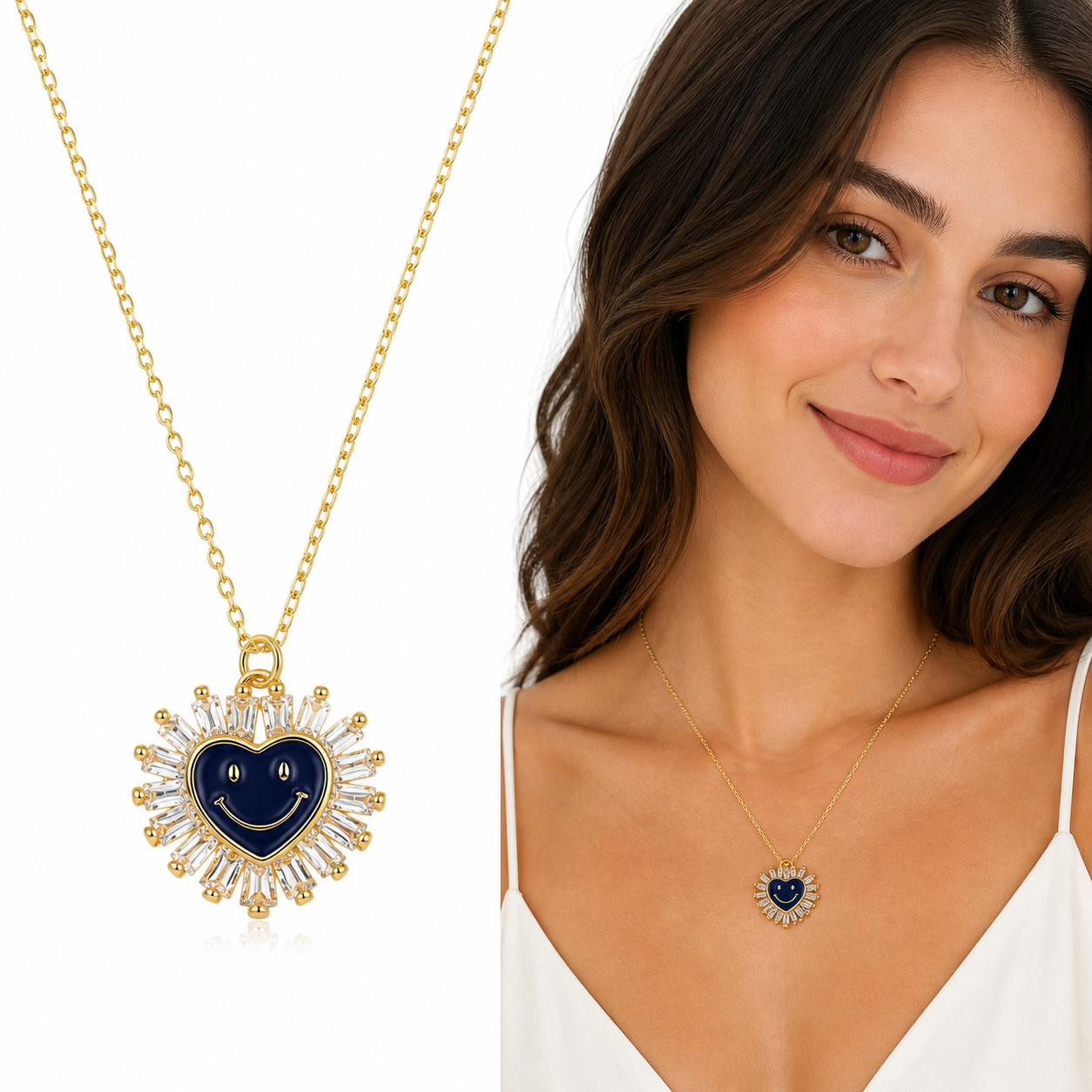 Smiley Heart Necklace 18K Waterproof