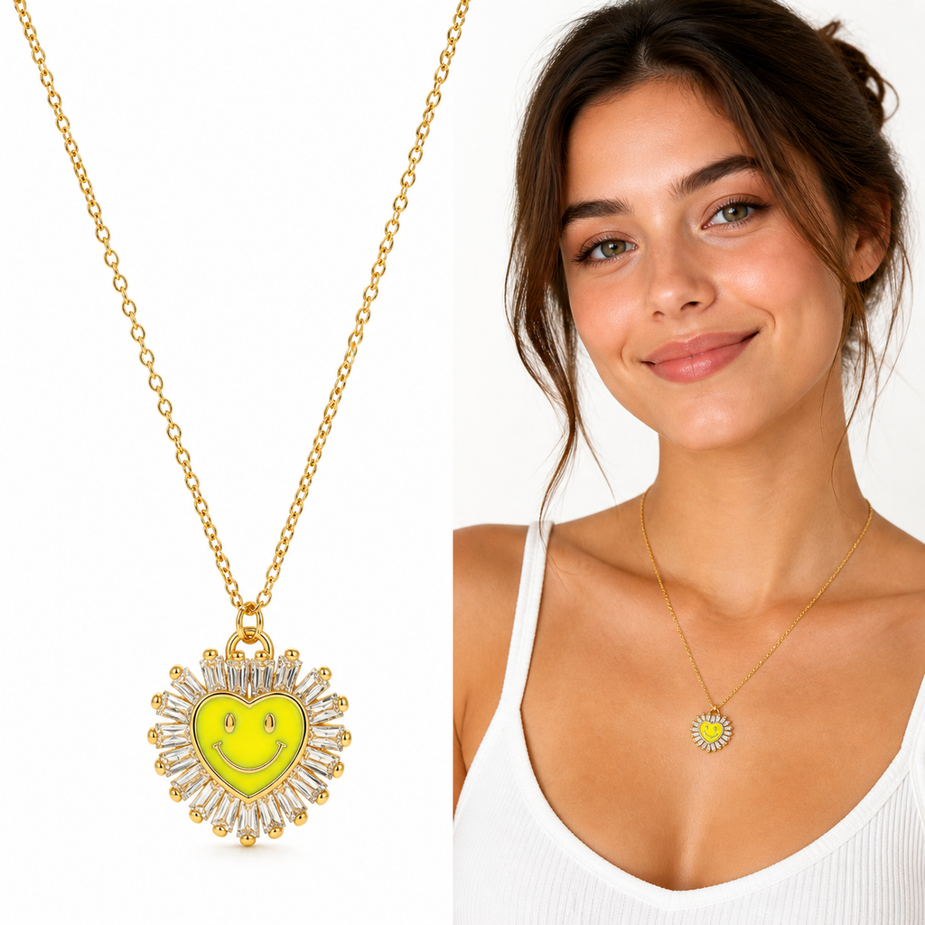 Smiley Heart Necklace 18K Waterproof
