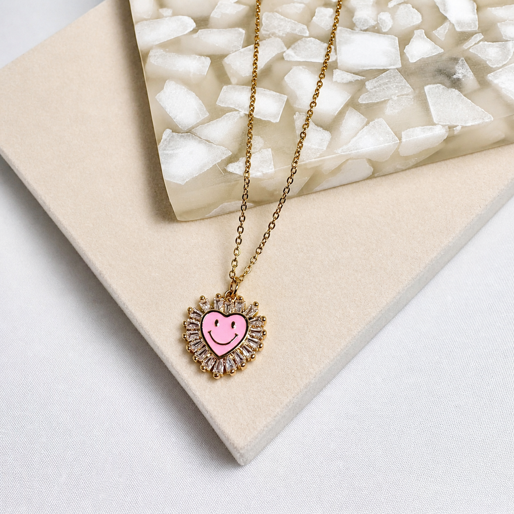 Smiley Heart Necklace 18K Waterproof