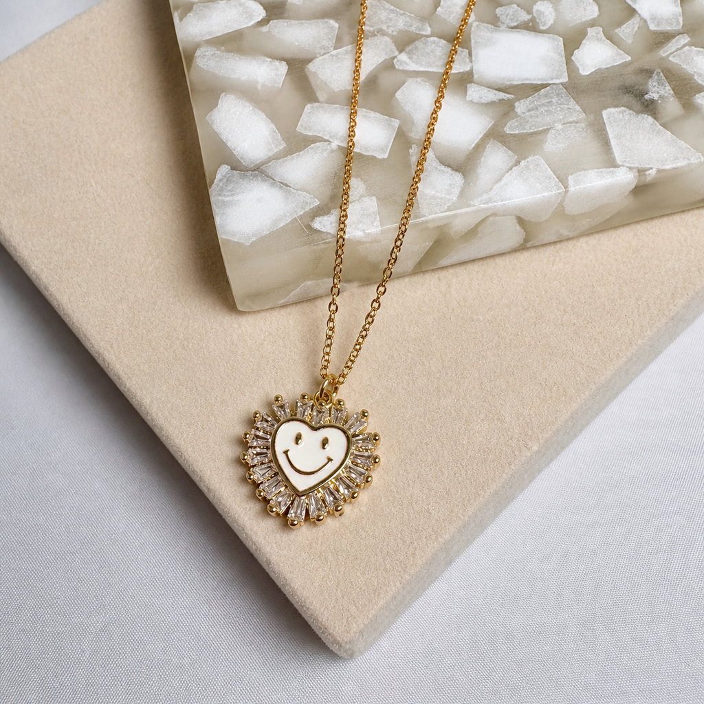 Smiley Heart Necklace 18K Waterproof