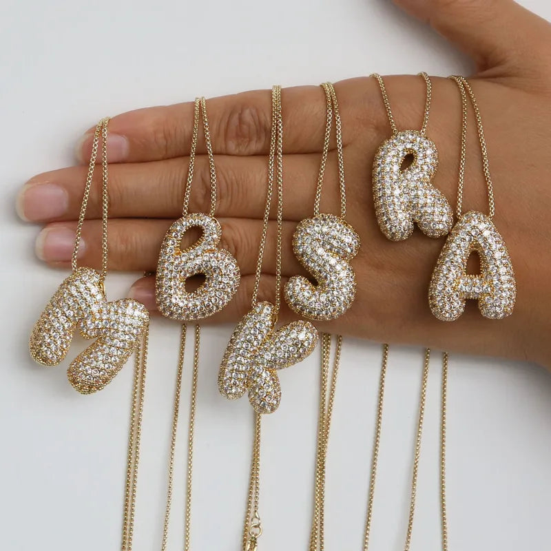 Pavé Initial Necklace 18K Waterproof
