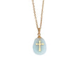 Turquoise Medal Cross Necklace 18K Waterproof