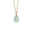 Turquoise Medal Cross Necklace 18K Waterproof
