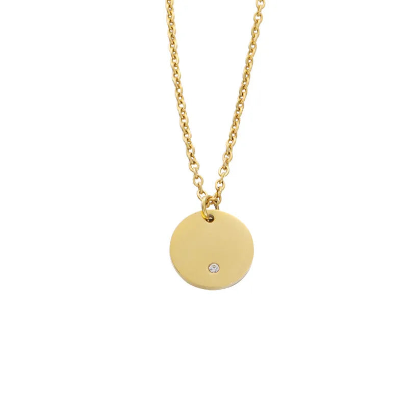 Personalized Round Charm Necklace 18K Waterproof