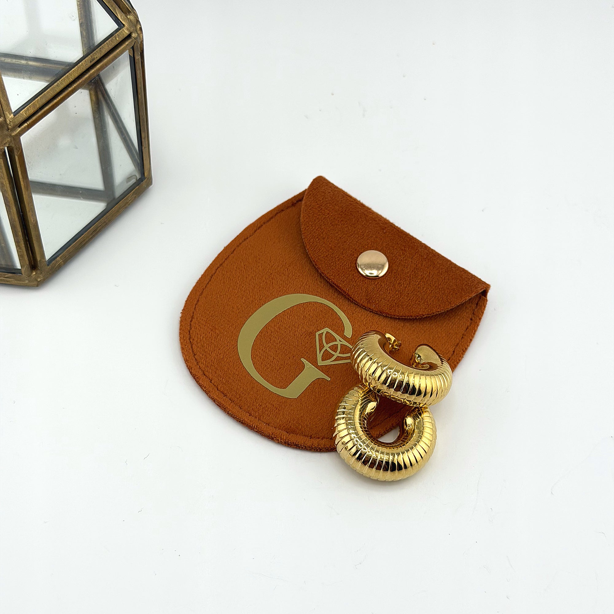 Ribbed Chunky Hoop Earrings 18K Waterproof