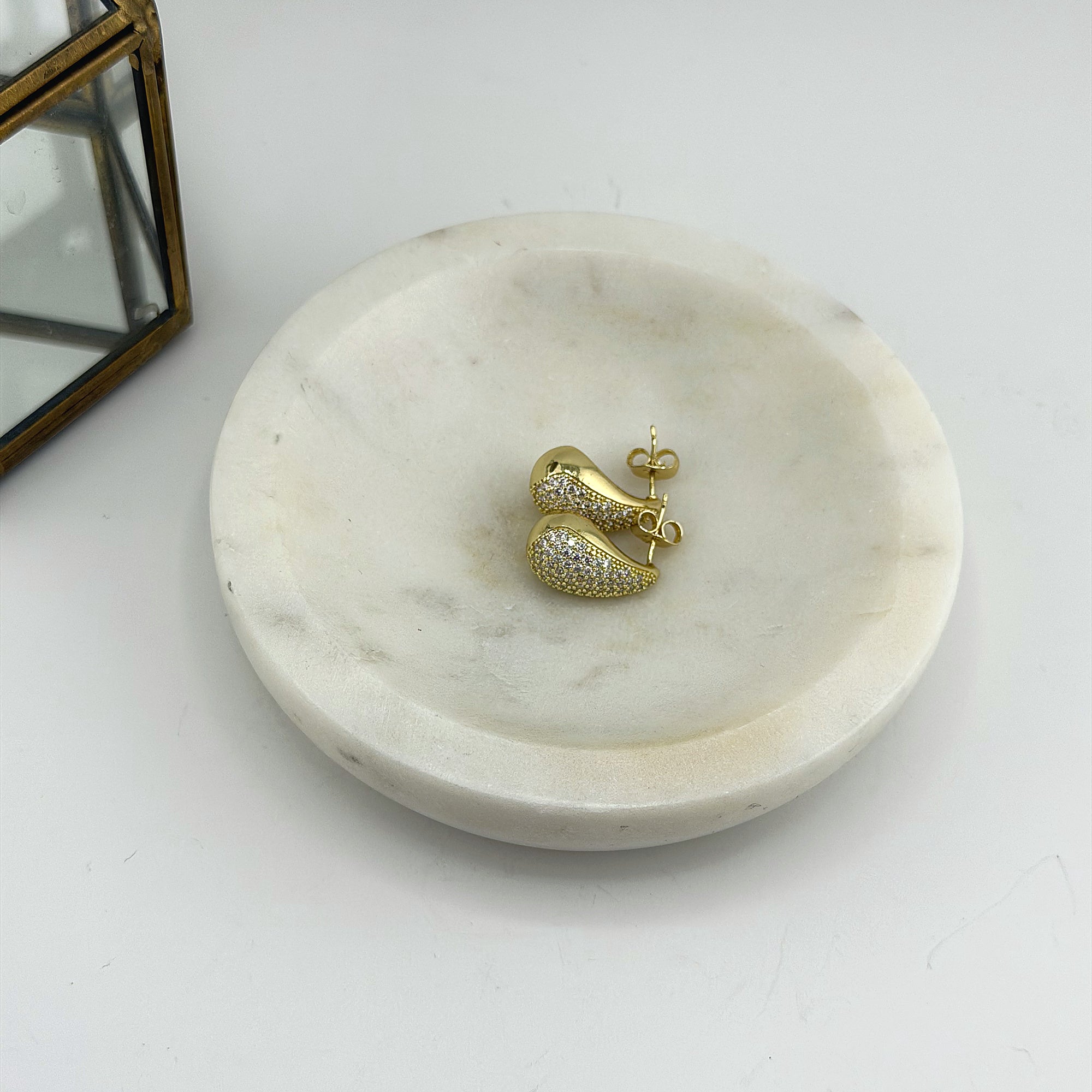 Pave Teardrop Earrings 18K Waterproof
