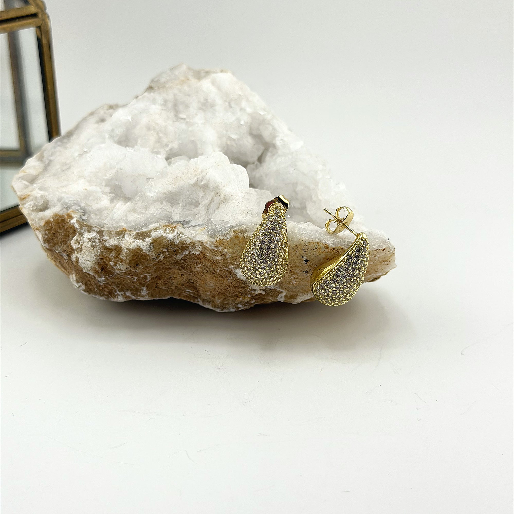 Pave Teardrop Earrings 18K Waterproof