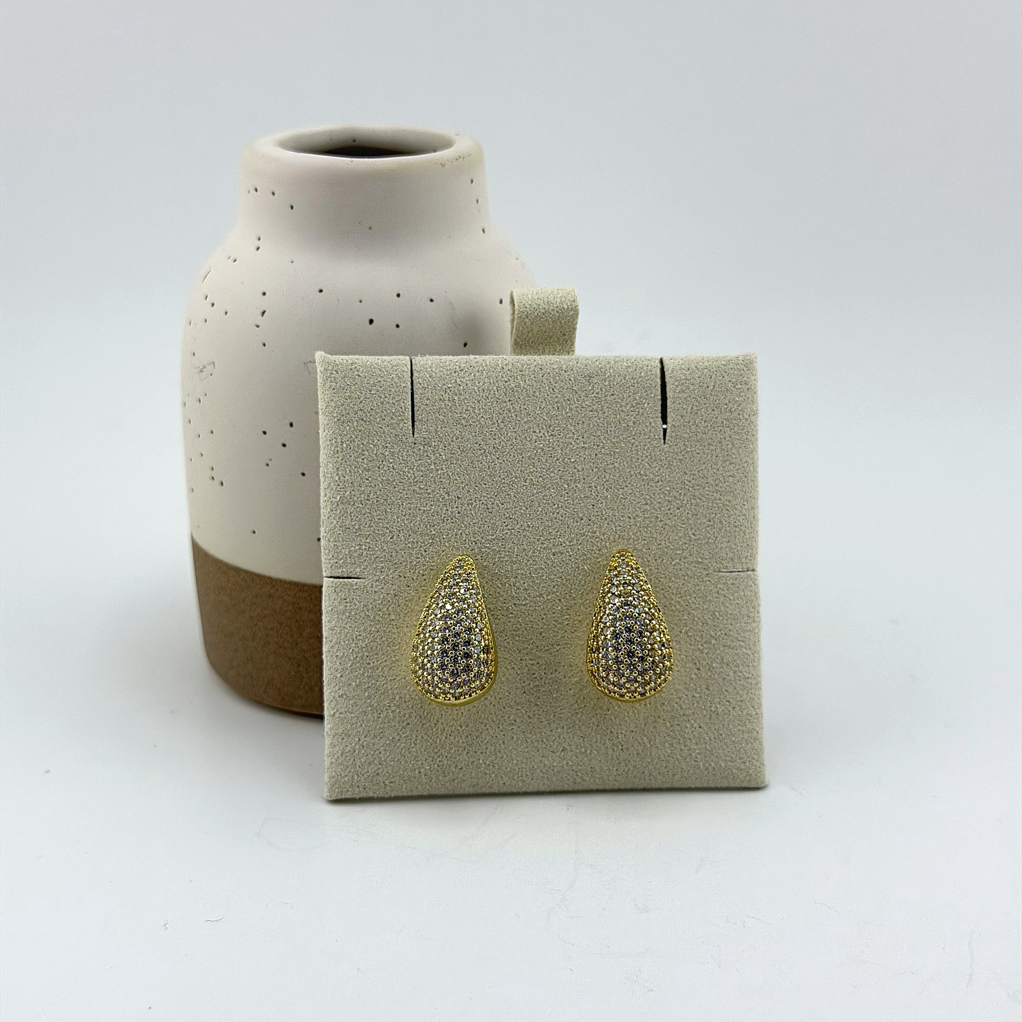 Pave Teardrop Earrings 18K Waterproof