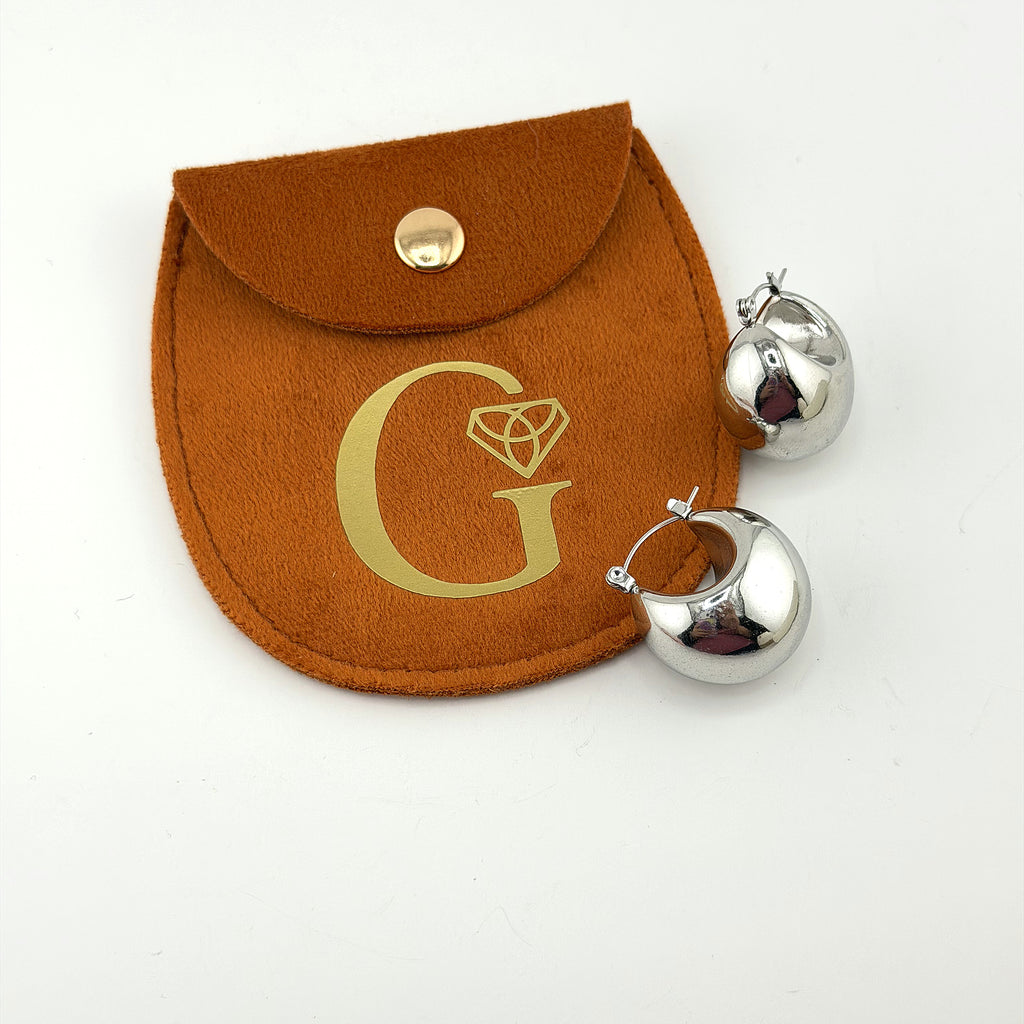 Silver Chunky Hoop Earrings Waterproof