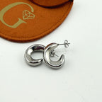 Silver Mini Chunky Hoop Earrings Waterproof