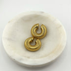 Ribbed Open Chunky Hoop Earrings 18K Waterproof