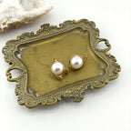Pearl Fan Stud Earrings 18K Waterproof