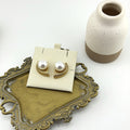Pearl Fan Stud Earrings 18K Waterproof