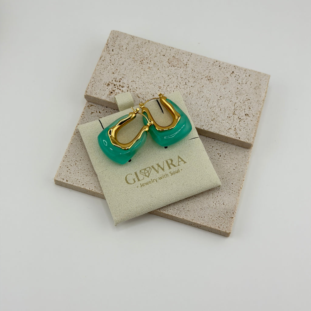 Marina Resin Hoop Earrings 18K Waterproof