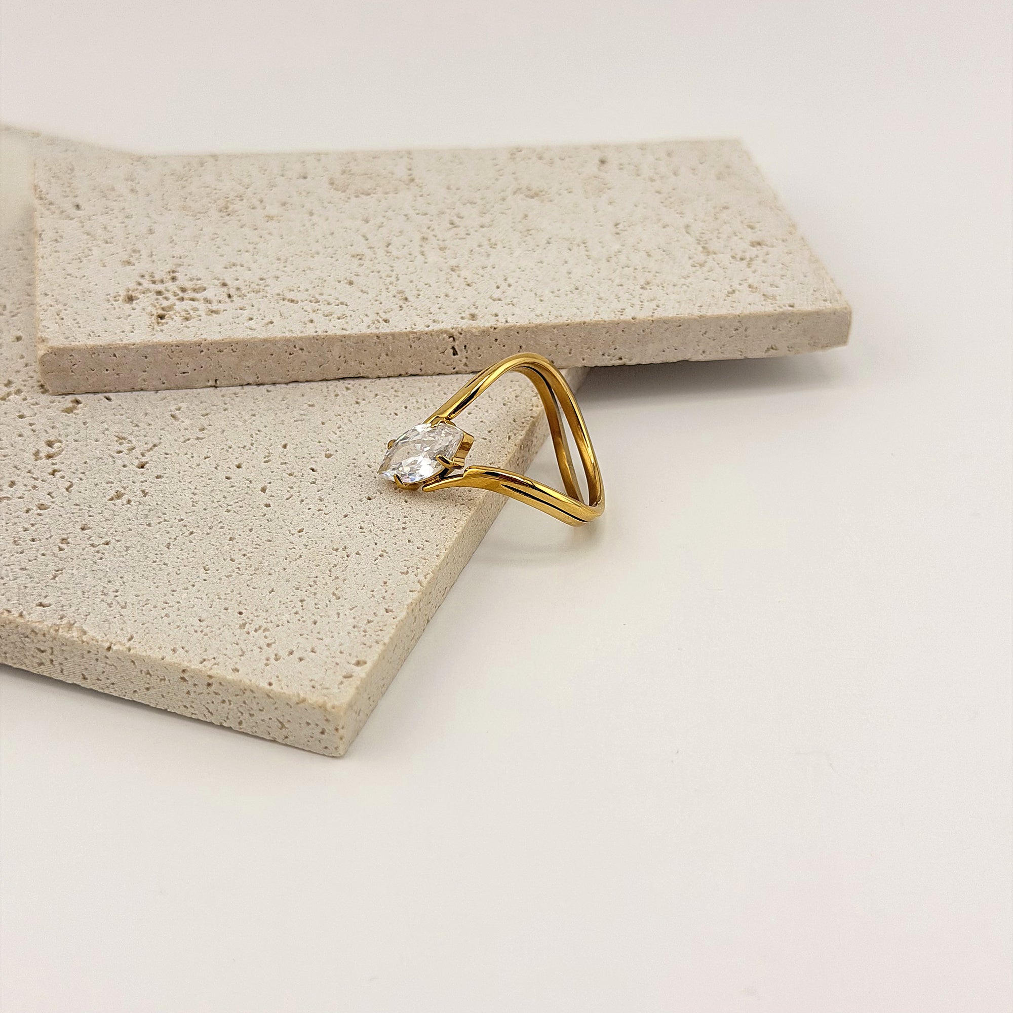 Marquise Solitaire Ring 18K Waterproof