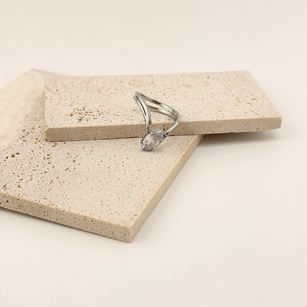 Marquise Solitaire Ring 18K Waterproof