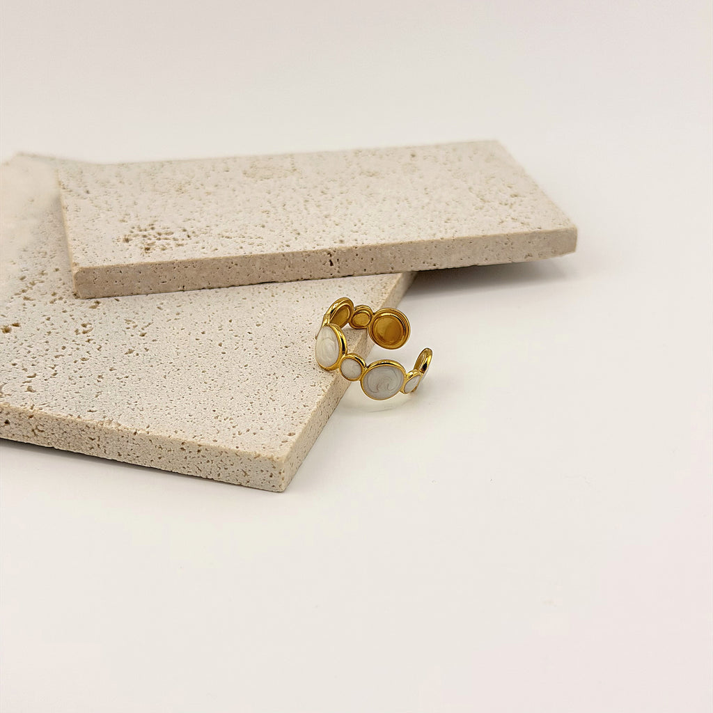 Halo Mosaic Ring Open 18K Waterproof