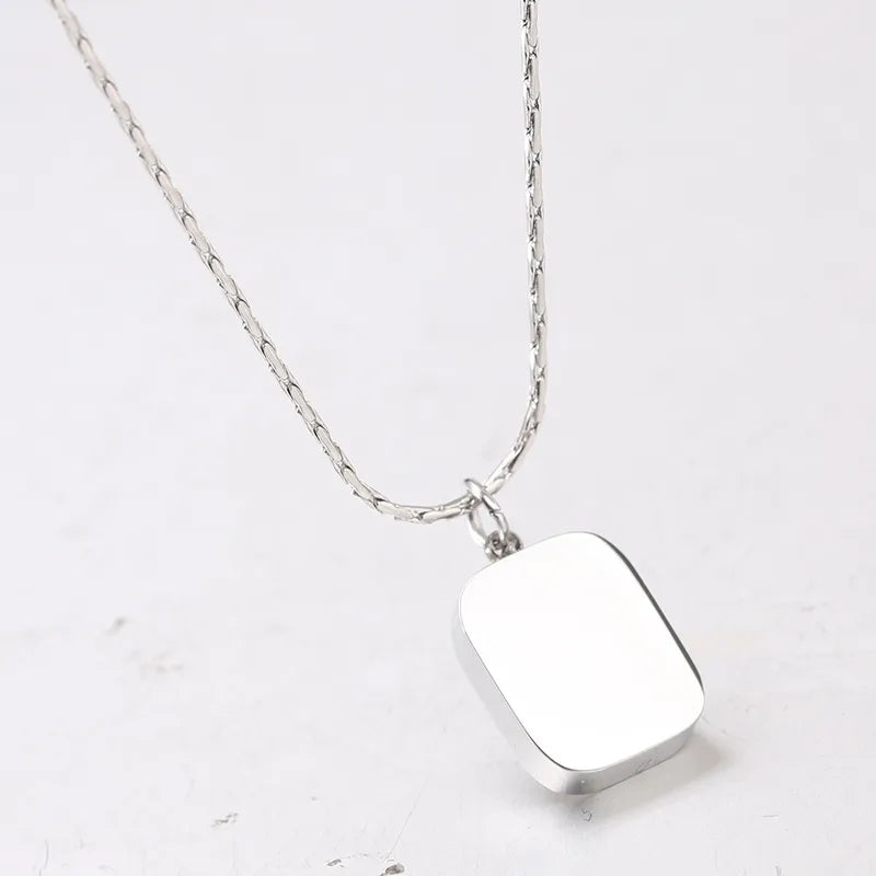 Personalized Square Pendant Necklace 18K Waterproof