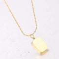 Personalized Square Pendant Necklace 18K Waterproof