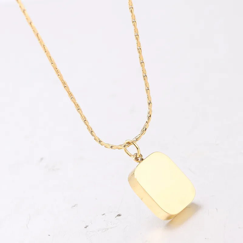 Personalized Square Pendant Necklace 18K Waterproof