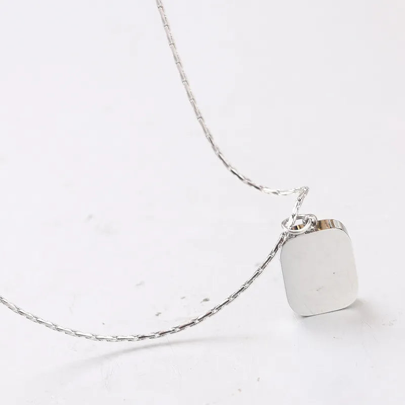 Personalized Square Pendant Necklace 18K Waterproof