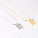 Personalized Square Pendant Necklace 18K Waterproof