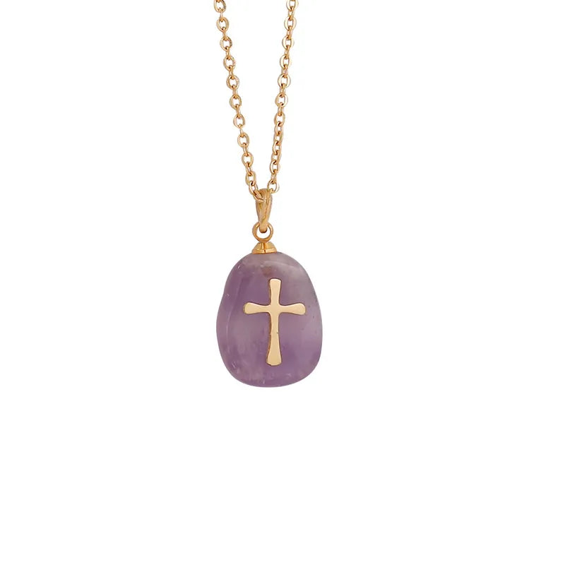 Turquoise Medal Cross Necklace 18K Waterproof