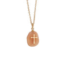 Turquoise Medal Cross Necklace 18K Waterproof