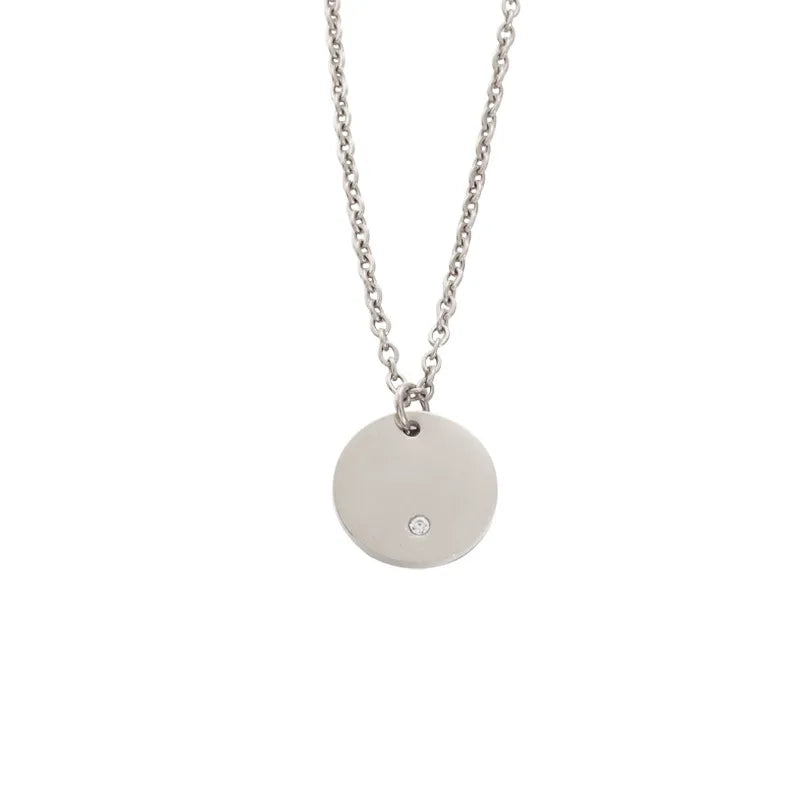 Personalized Round Charm Necklace 18K Waterproof