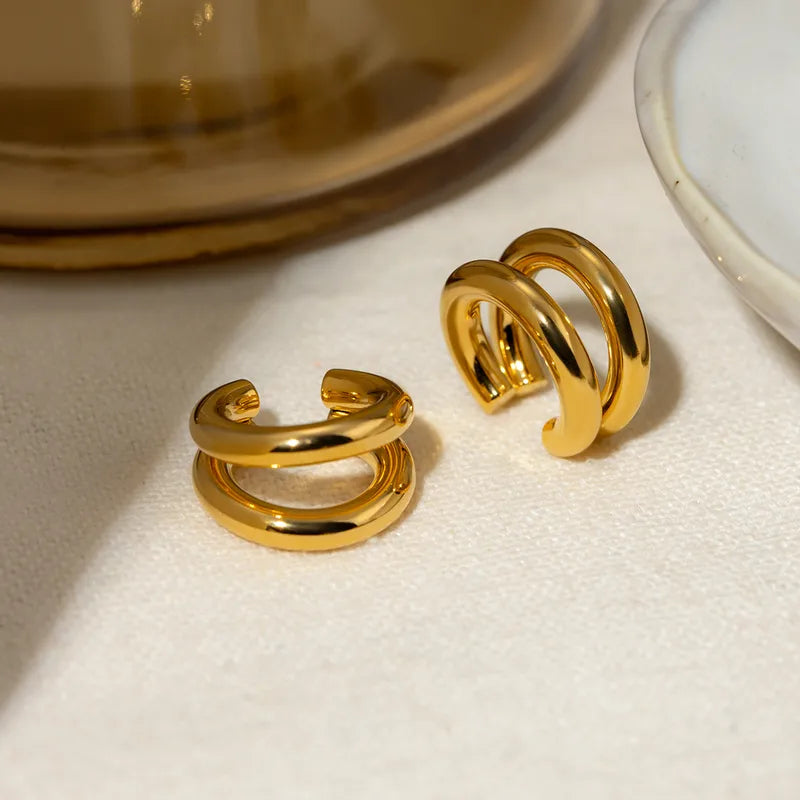 Two Tone Open Hoop Earrings Waterproof