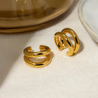 Two Tone Open Hoop Earrings Waterproof